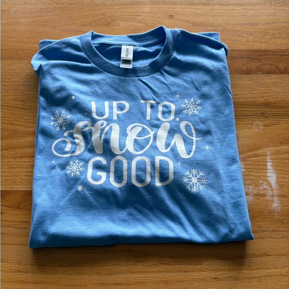 Blue Short Sleeve Tee with Snowflake Design